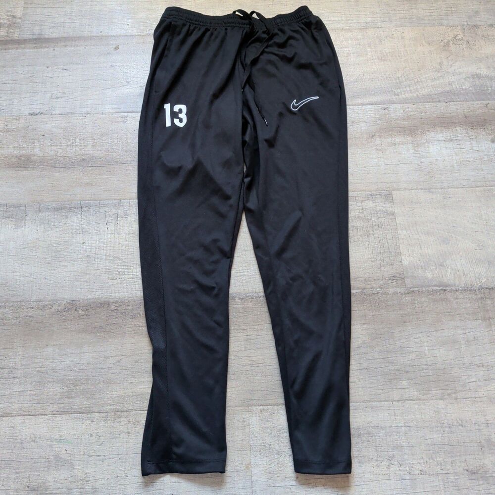 Nike Mens Dri-FIT Soccer Training Pants Black Zip Ankle Size Small 13